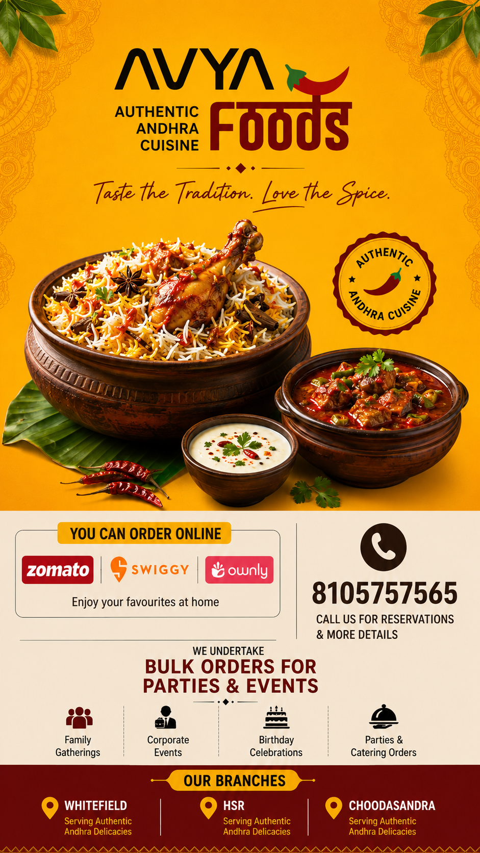 Avya Foods Mobile Banner